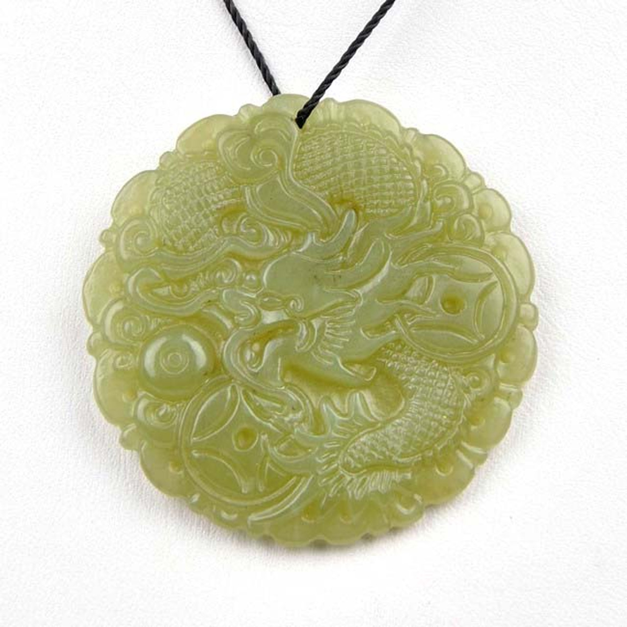 Vintage Chinese Hand Carved Jade Necklace 63mm x 35mm Double Sided Dragon |  eBay